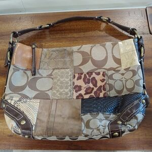 Coach Brown Patchwork Shoulder Bag